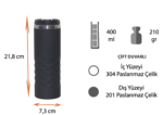 PT-609 Çelik Termos Bardak 400 ML - Görsel 3