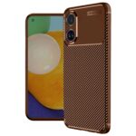 Oppo A38 Kılıf Auto Focus Karbon Kapak - Kahverengi