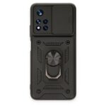 Xiaomi Redmi Note 11t Kılıf Pars Lens Yüzüklü Silikon - Siyah