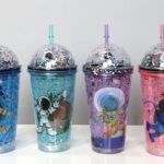 Sevimli Astronot Işıklı Pipetli Pullu Suluk & Bardak 400 Ml Alk3148