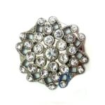 Taşlı Yuvarlak Broş, Sandık Süsü 4,5 Cm - Nikel, 1 Adet